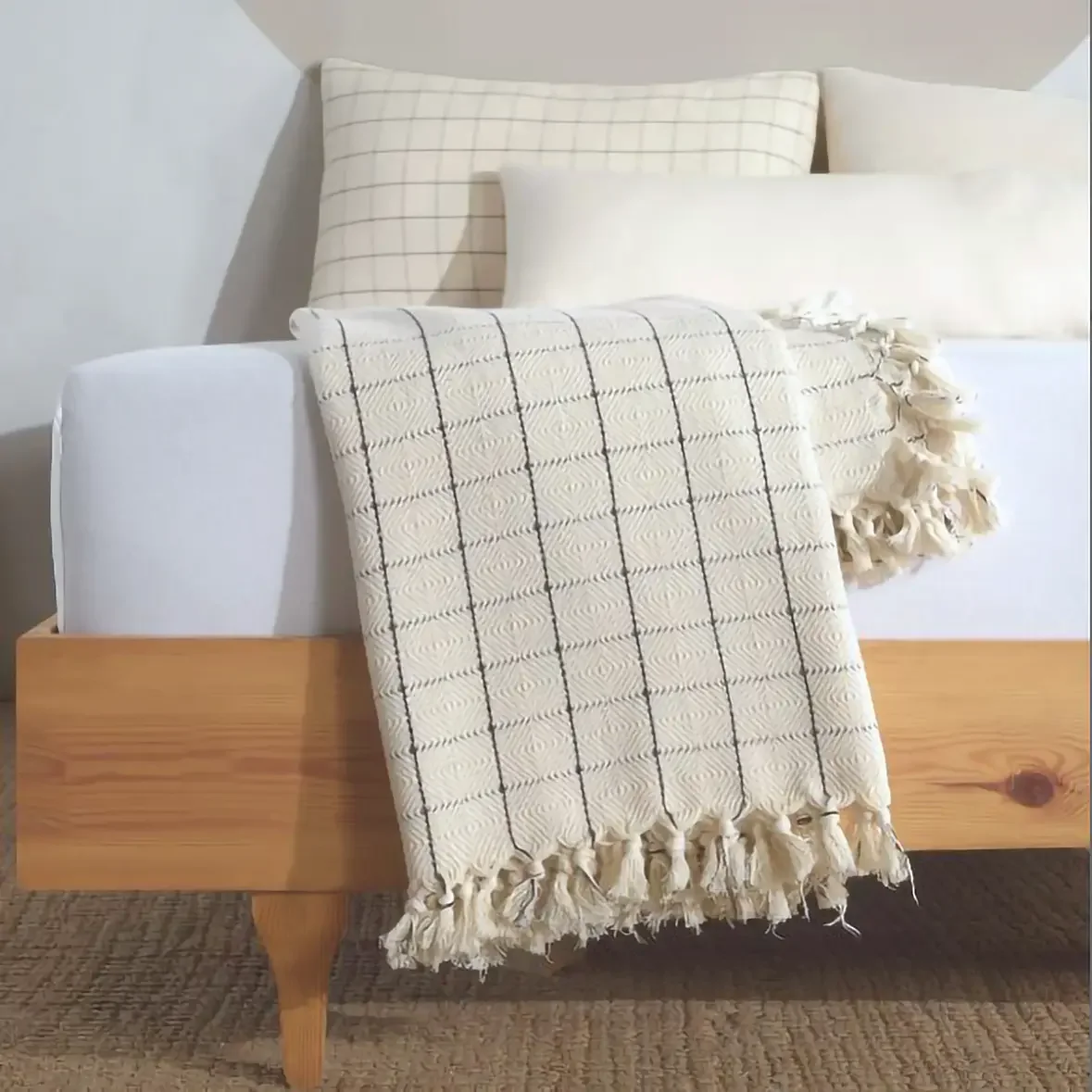 Throw Blanket-Cream Checkered $74.25