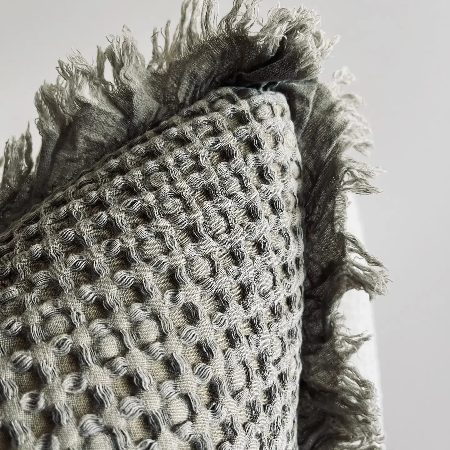 Organic Cotton Waffle Cushion-Khaki 