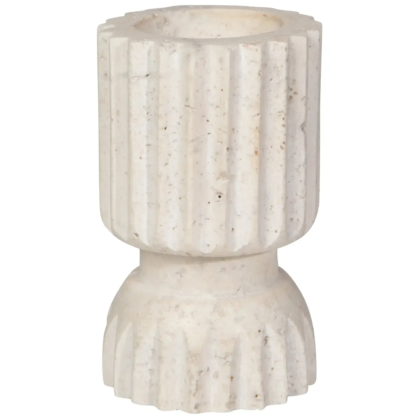 Heirloom Iona Travertine Candle Holder Tall $40