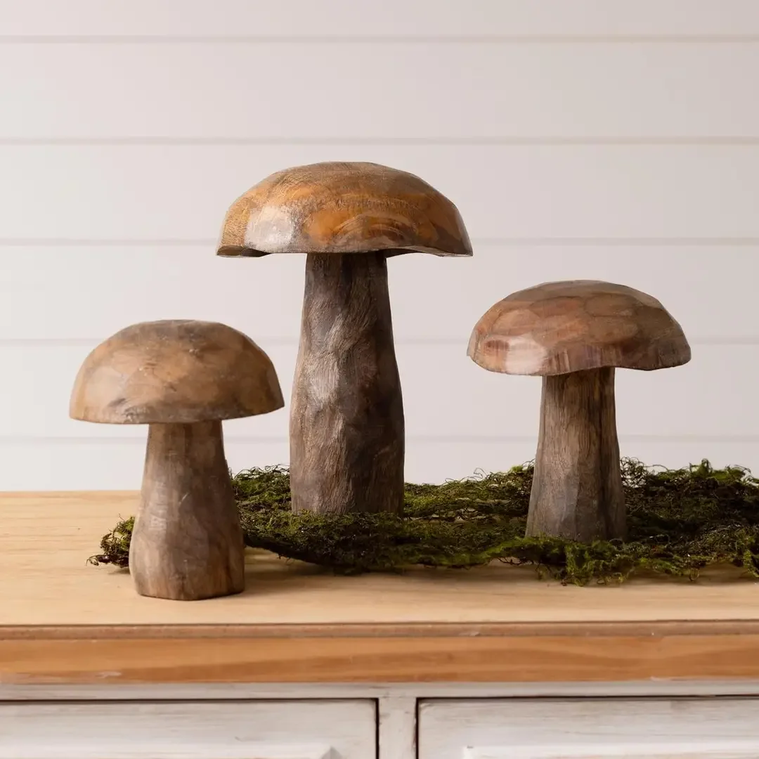 Mango Wood Mushroom Set (Set of 3)