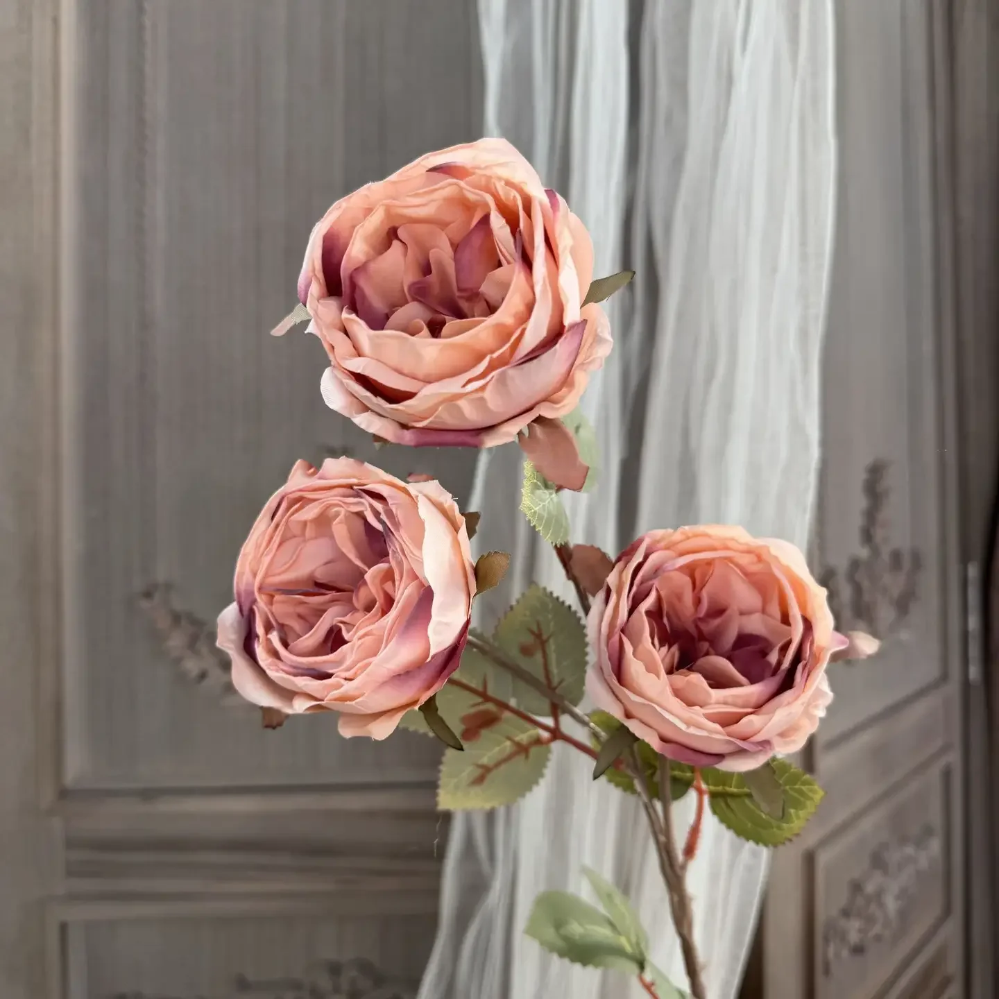27" Faux Dried look Silk Rose Stem (Mauve)