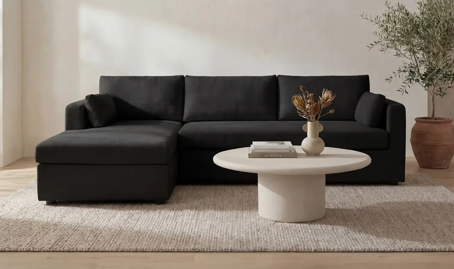 Burrow Sleeper Sectional With Storage Chaise Black Left $5000