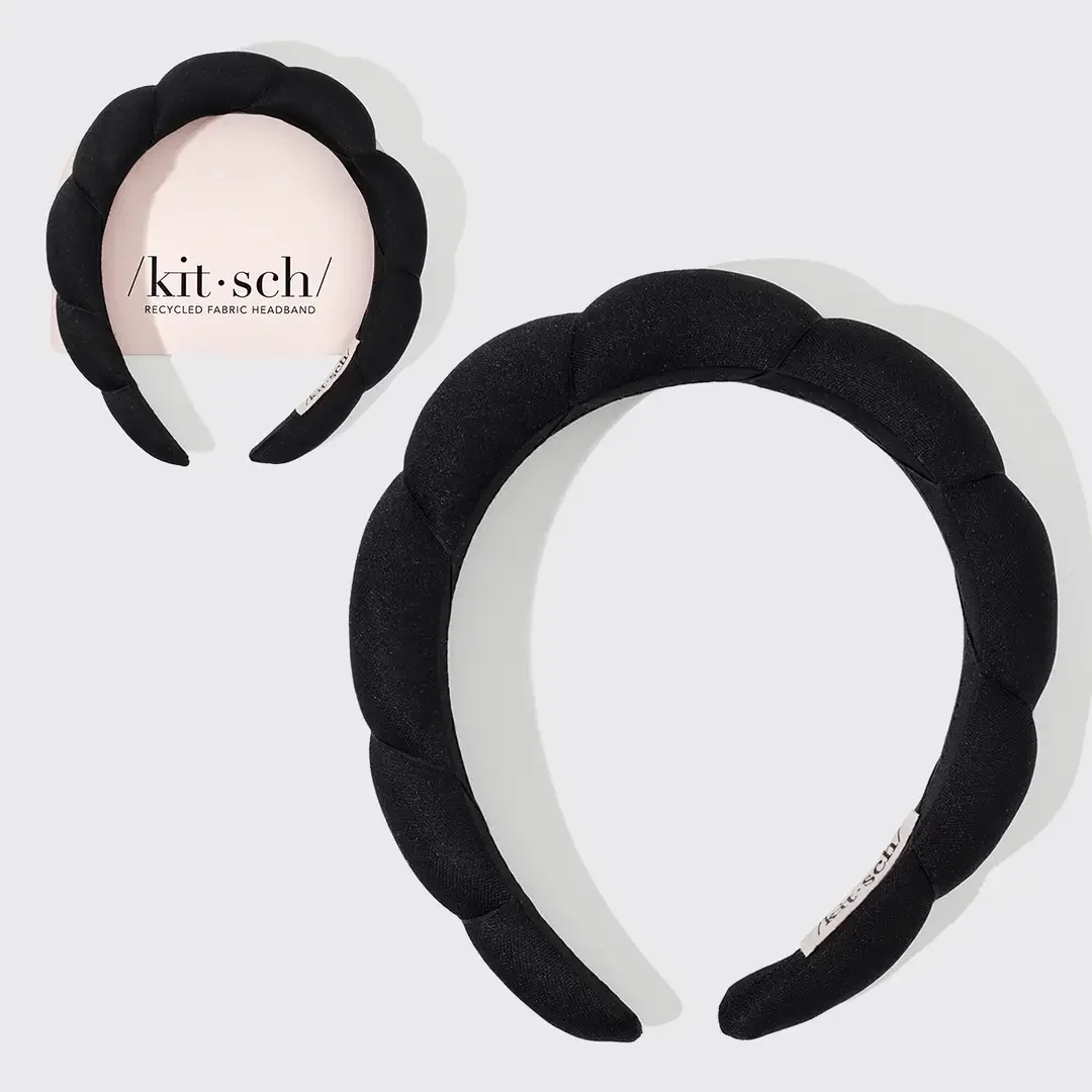 Kitsch Recycled Fabric Puffy Headband (Black) $19