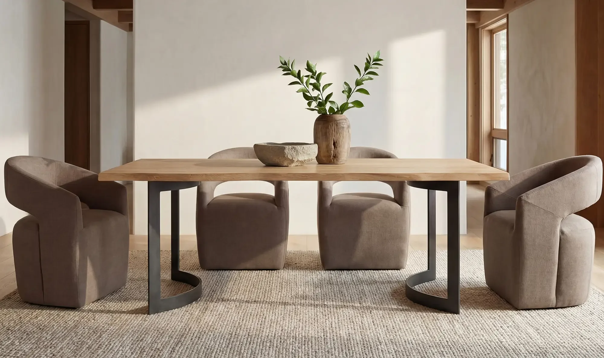 Barrow Rolling Dining Chair Soft Taupe $740
