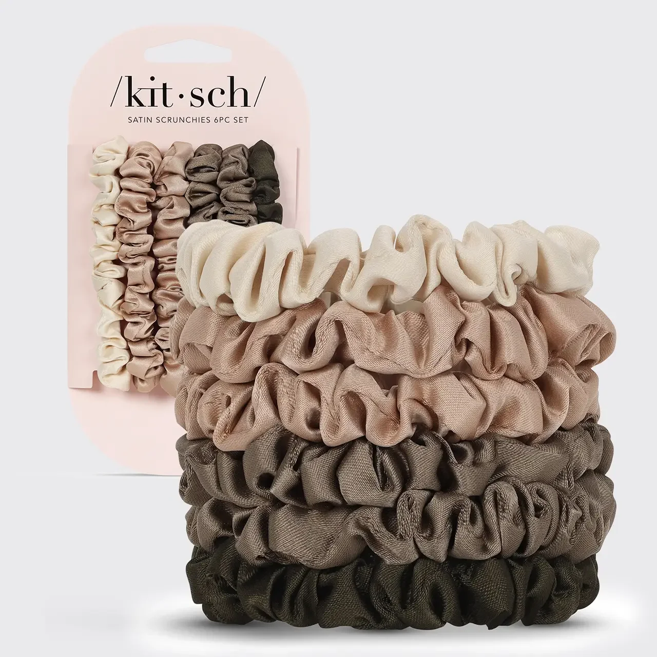 Kitsch Ultra Petite Satin Scrunchies 6pc (Eucalyptus) $16.50