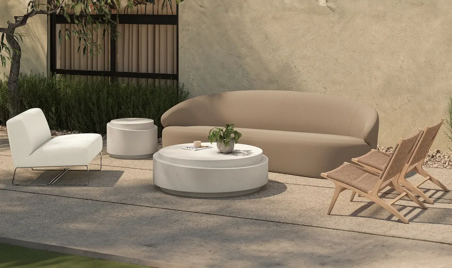 Cosmo Outdoor Accent Table Off White $965