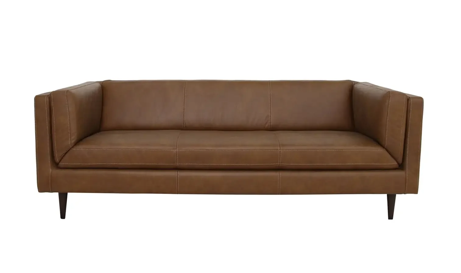 Woods Sofa Brown Leather 86wx37dx29.9h