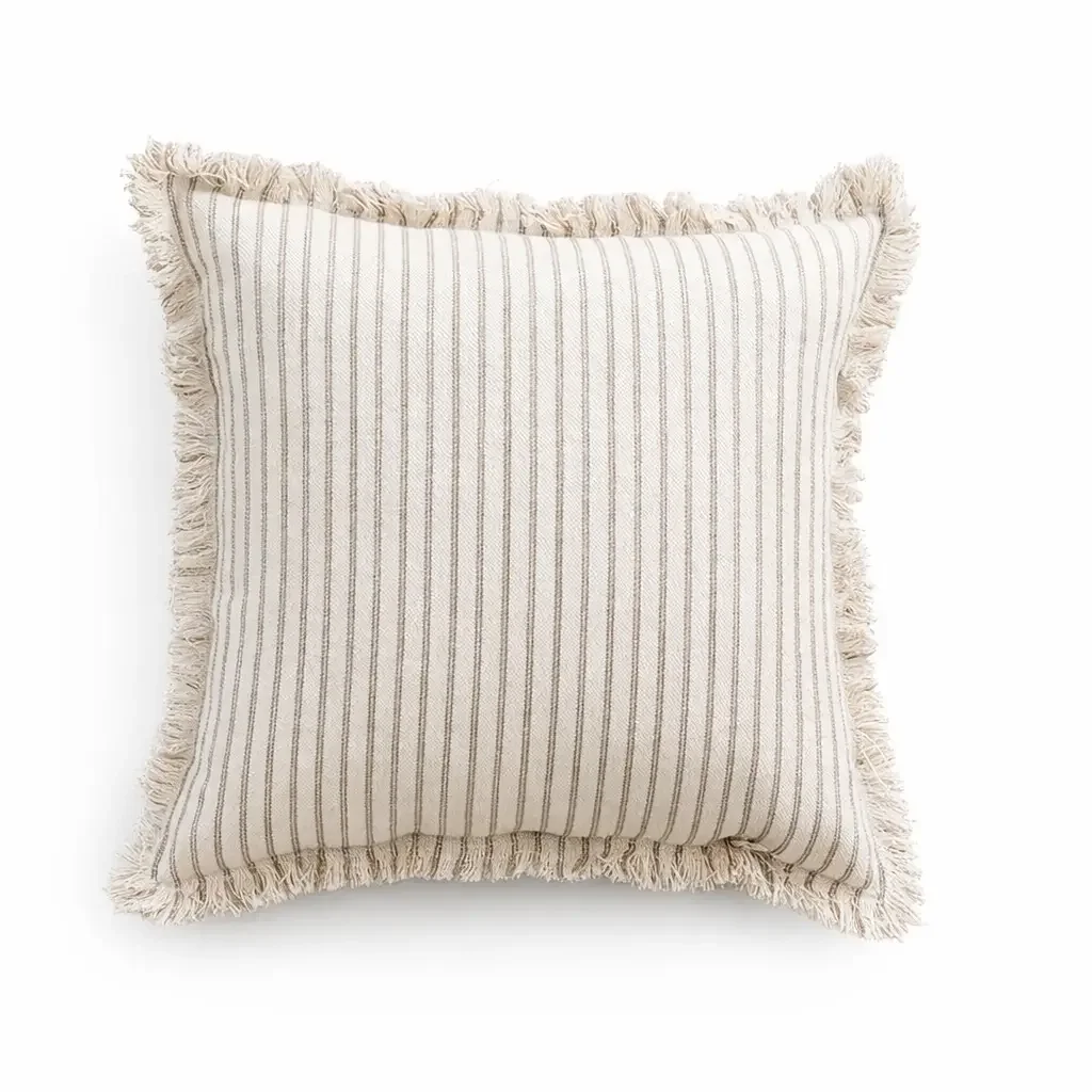 Coastal Striped Cotton Blend Throw Pillow (Beige) $69