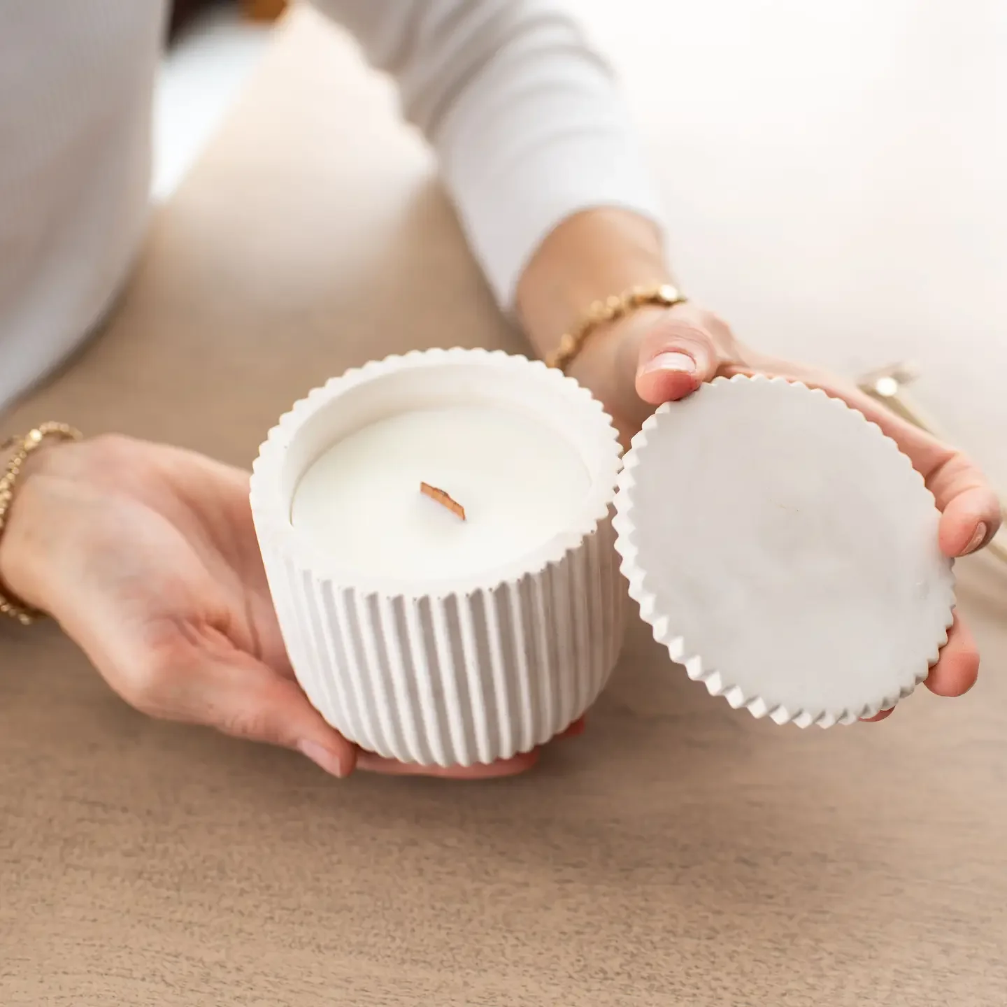 Fluted Candle-Limestone $76