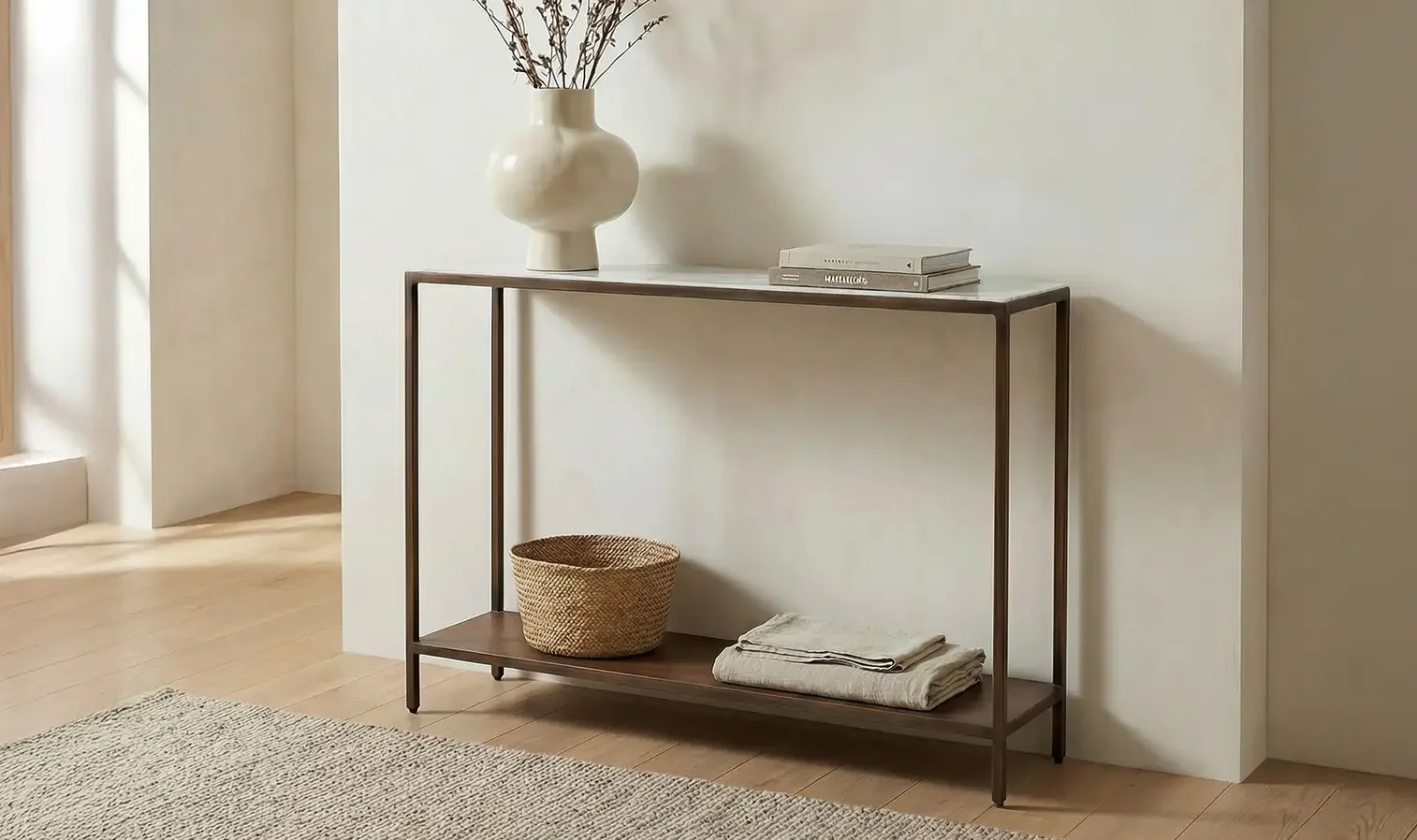 Bottego Console Table Antique Copper $760