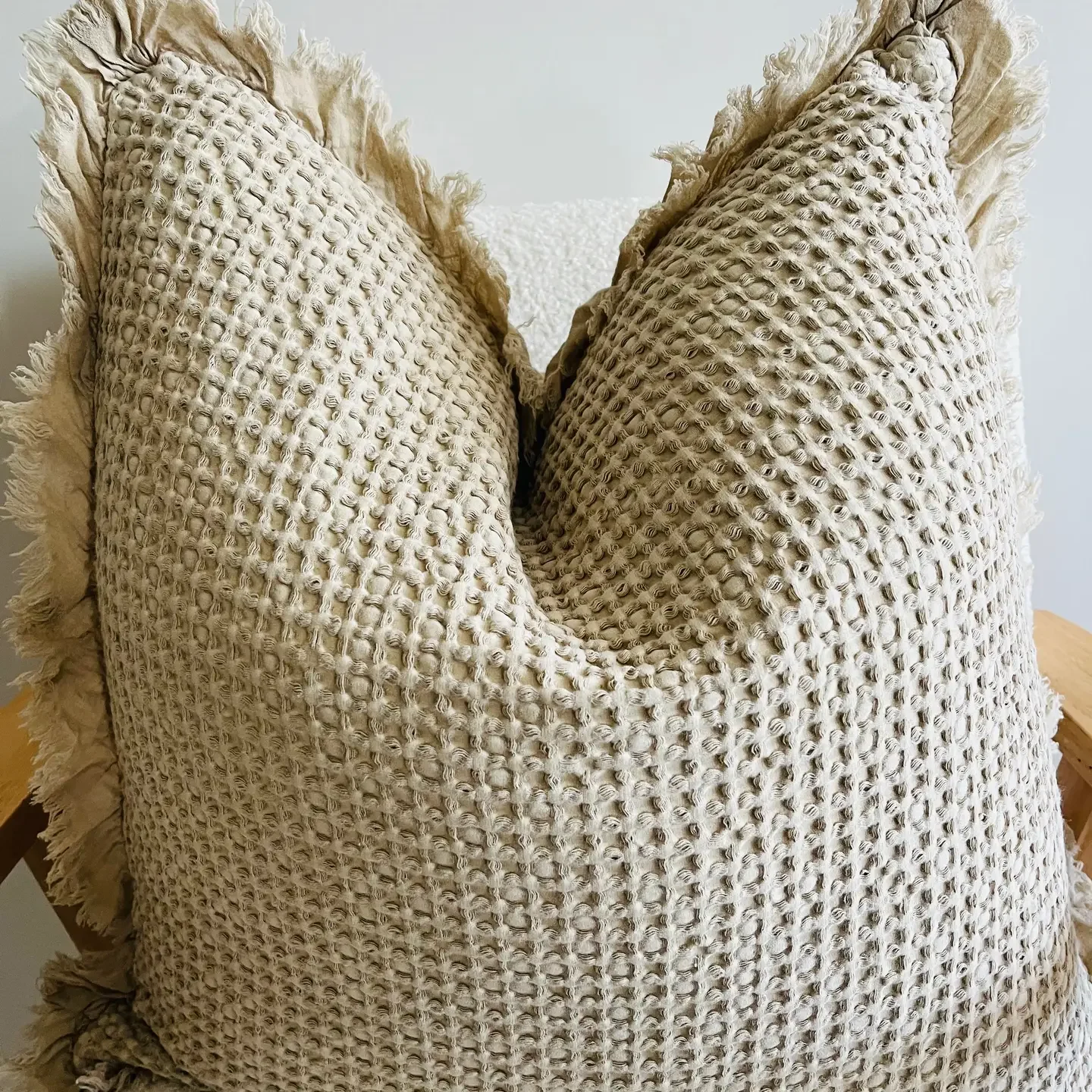 Organic Cotton Waffle Cushion-Natural 