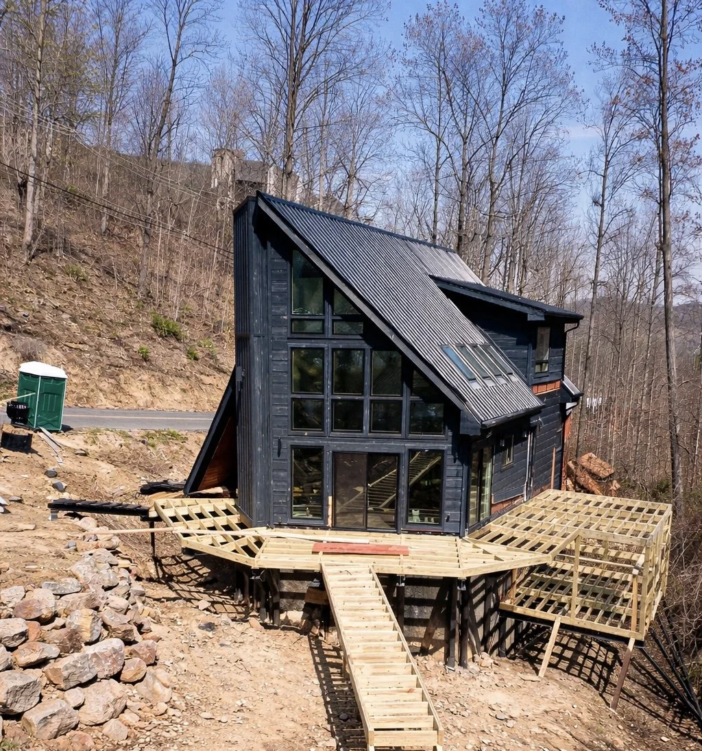 Structural repair with steel beams in Gatlinburg Tennessee.