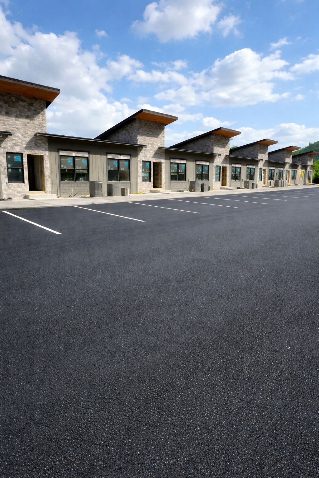 Commercial site development and paving for townhomes in East Tennessee with completed parking area