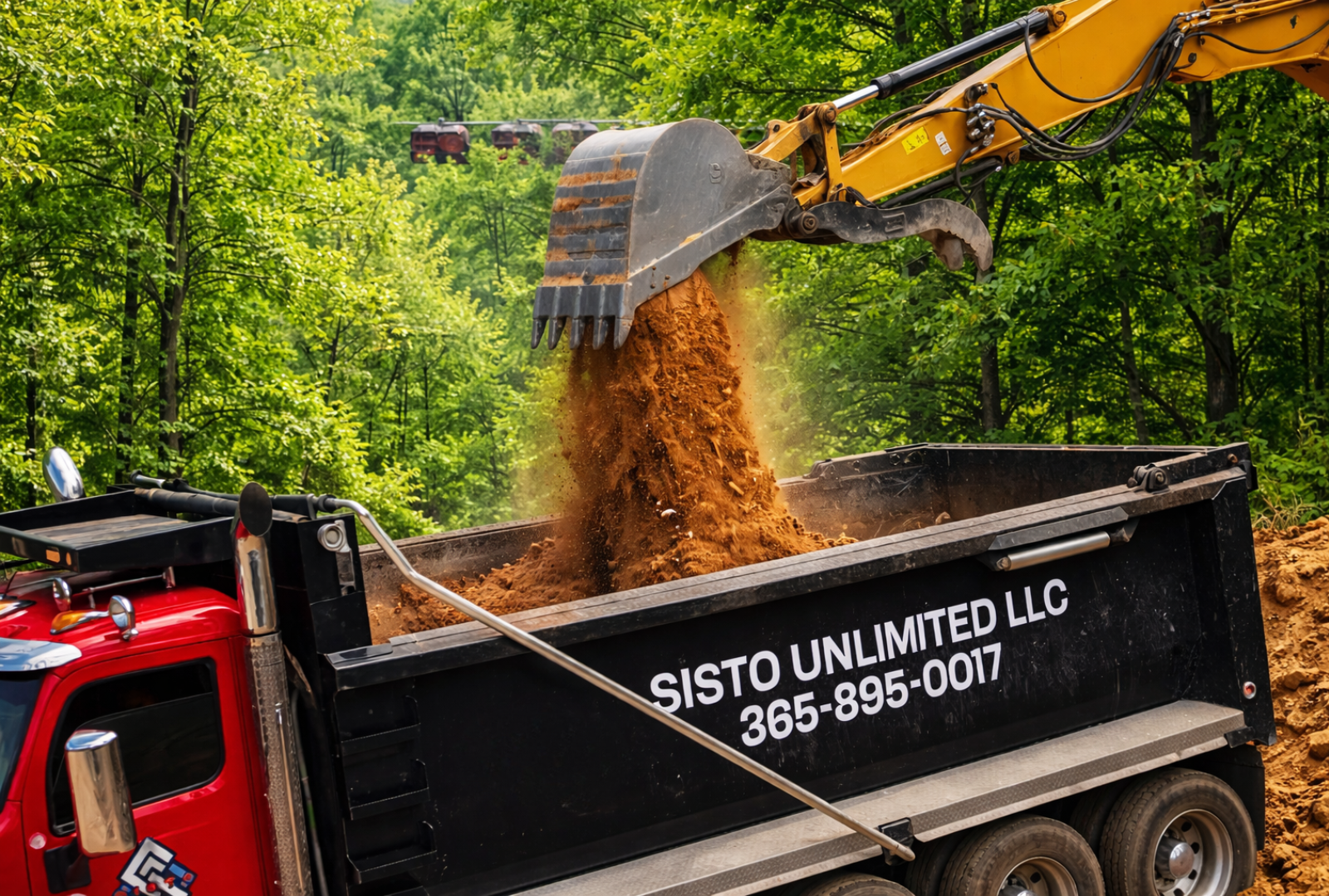Excavator performing land clearing and site preparation in Sevierville Tennessee