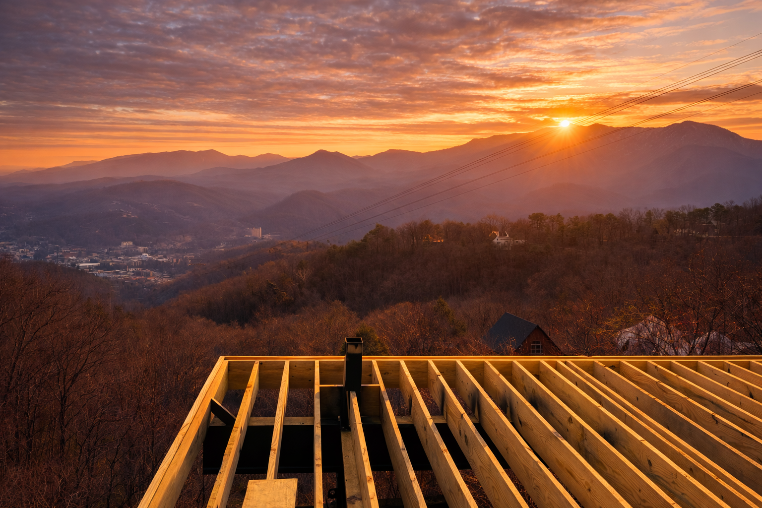Structural steel support system for elevated deck and foundation in East Tennessee.