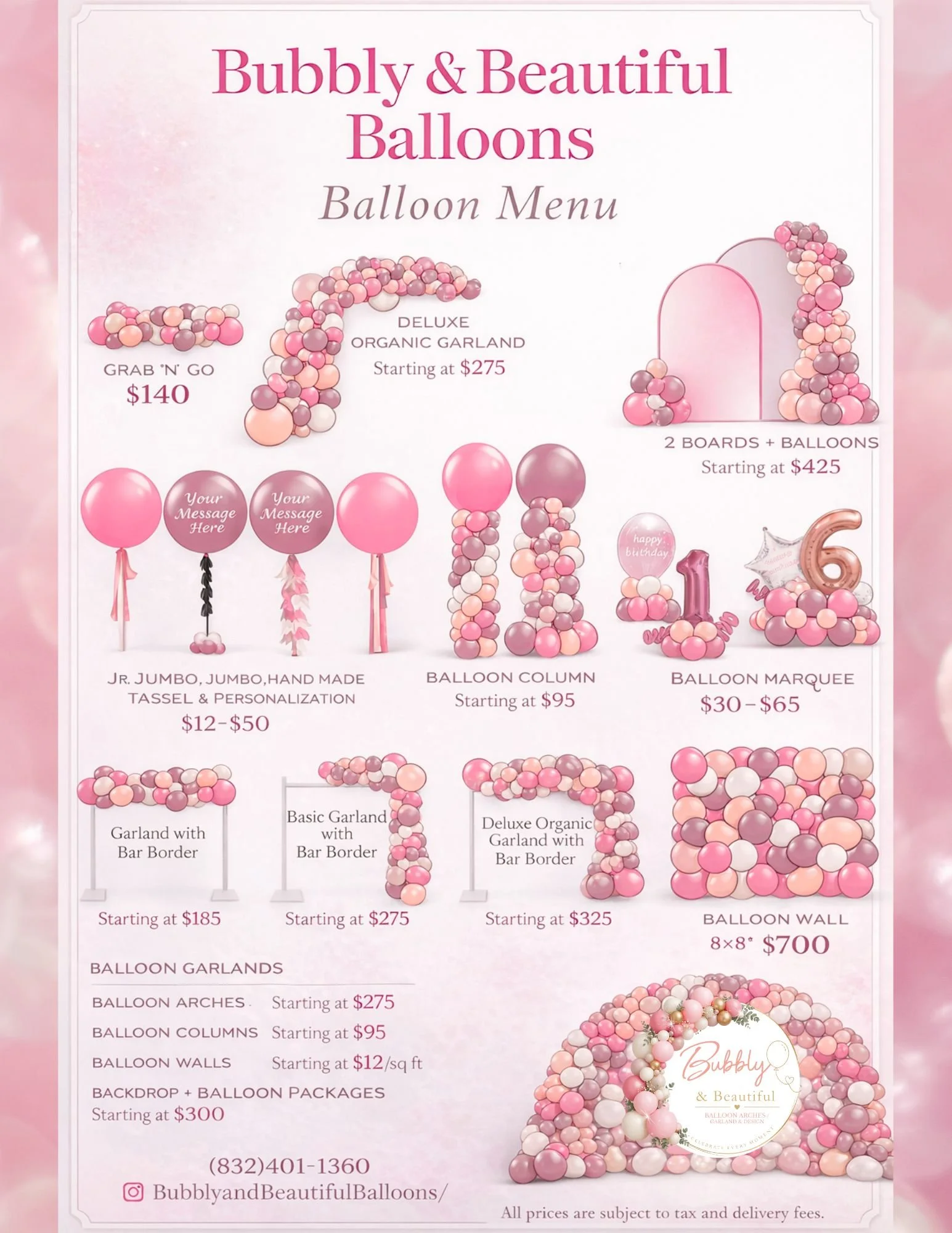 Pricing for Bubbly & Beautiful Balloons | Cypress TX