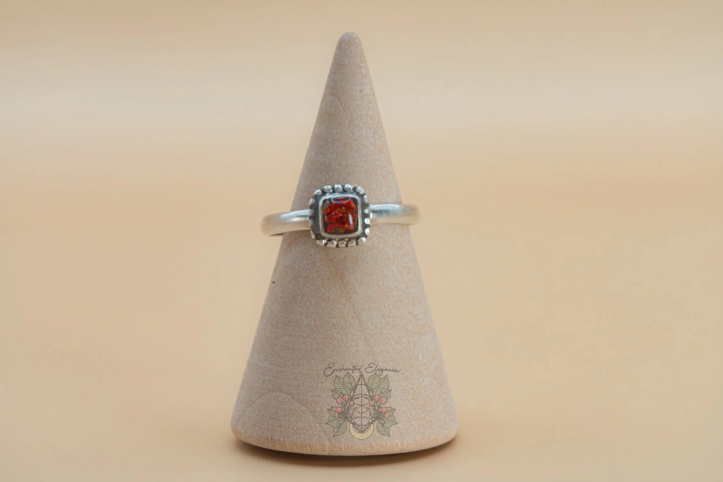 Scarlet Flame – Red Opal Sterling Silver Ring