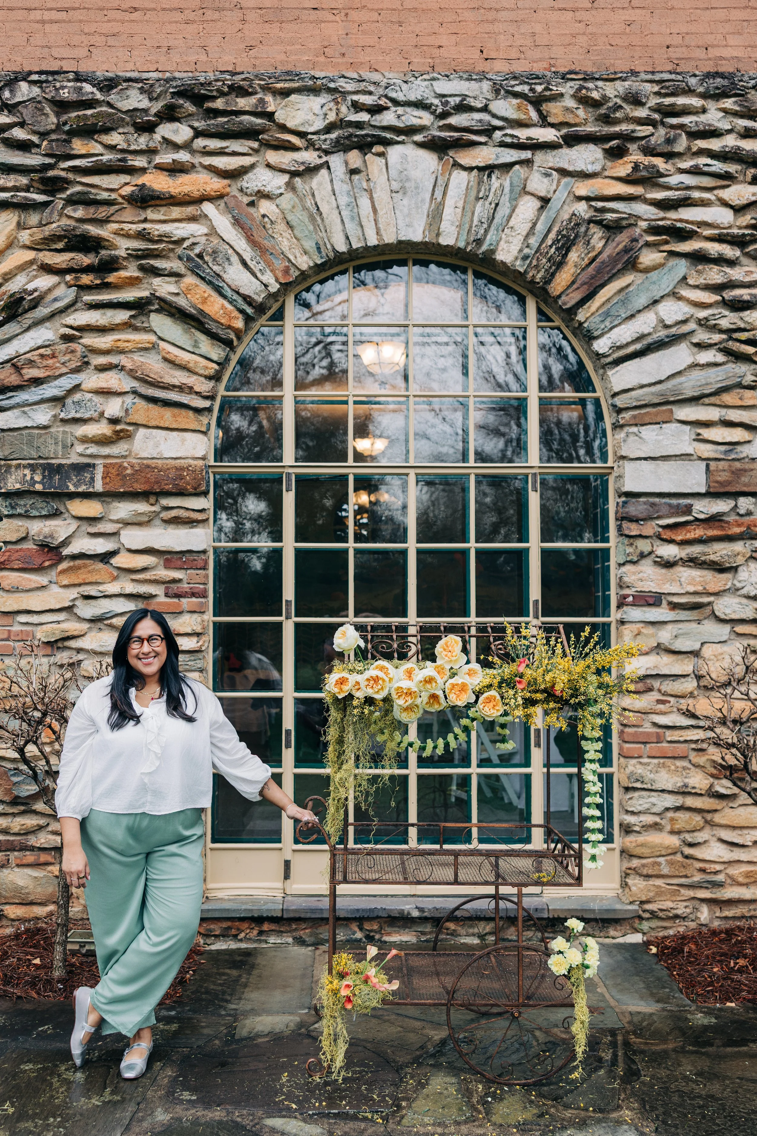 Mobile bar cart decorated for Charlotte event