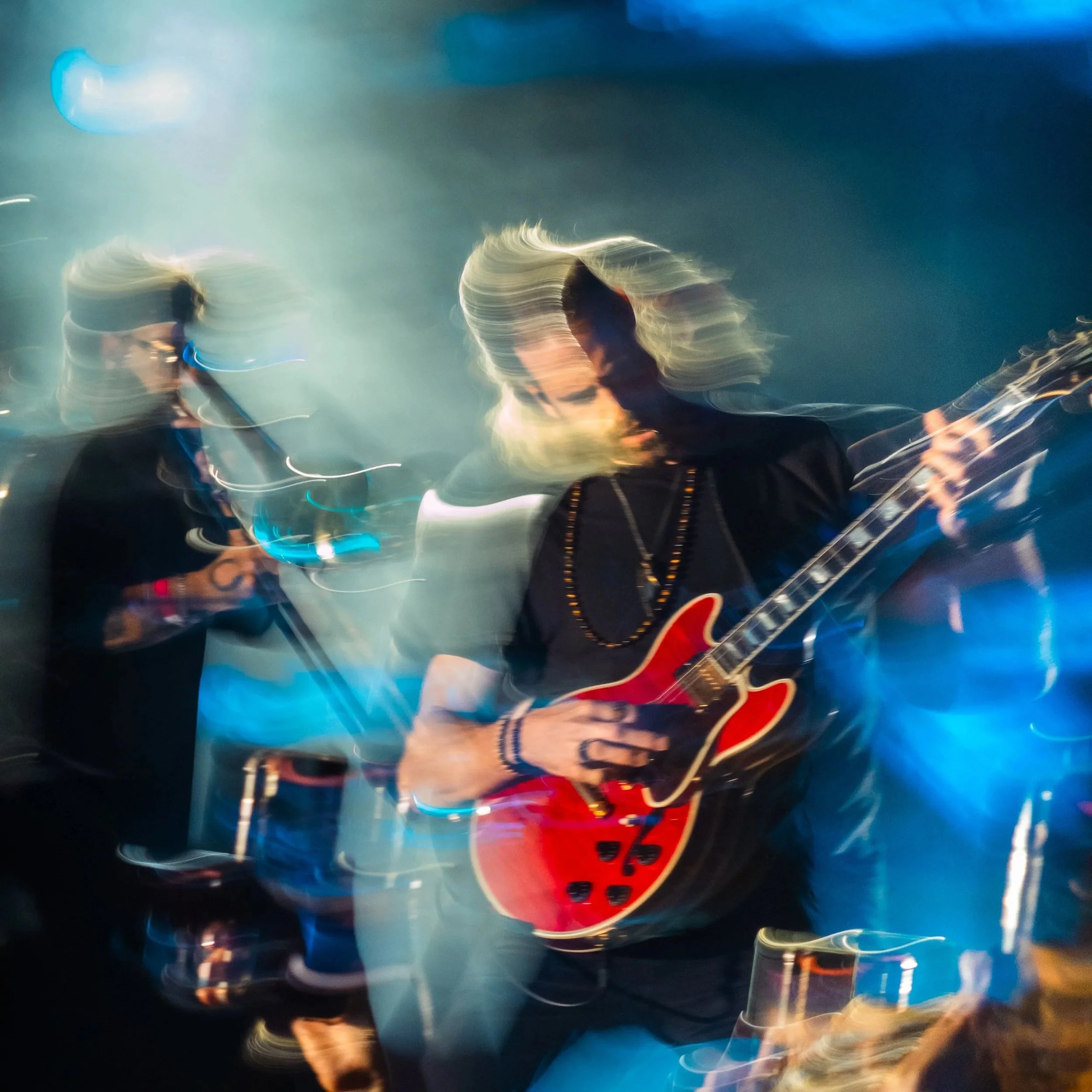 Art shot of guitarist Jessy Hay and trombonist Efe Erdem