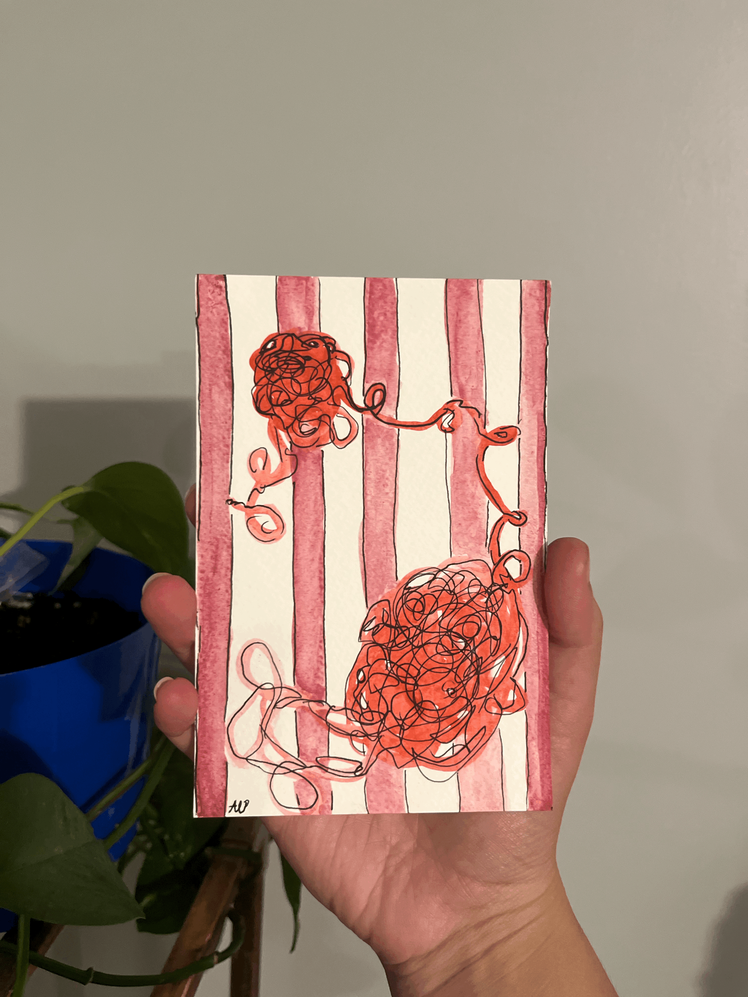 4x6 Original Watercolor - 'Tangled'