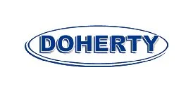 Doherty logo with blue text inside an oval shape.