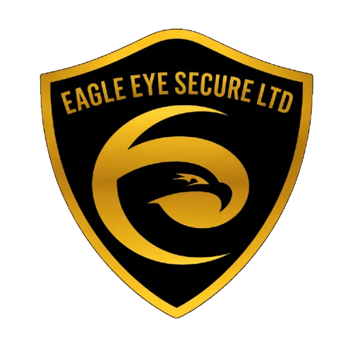 Logo of Eagle Eye Secure Ltd featuring a stylized eagle's head within a shield design in black and gold.