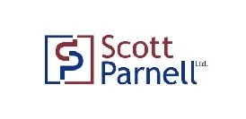 Logo for Scott Parnell Ltd., featuring interconnected geometric shapes and the company name in blue and red text.