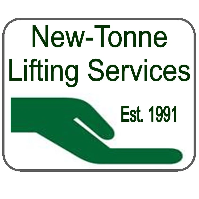Logo for New-Tonne Lifting Services established 1991, featuring a green hand symbol.