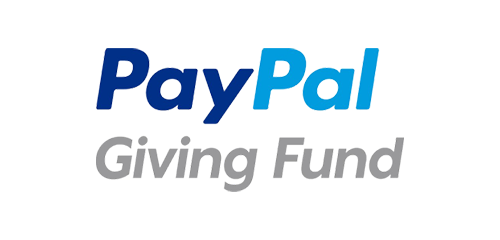 PayPal Giving Fund logo with blue and gray text on a white background.