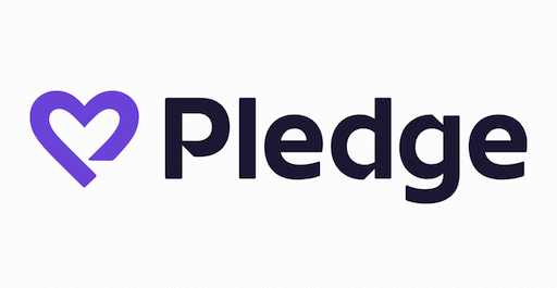 Pledge logo with purple heart and the word 'Pledge' in black text.