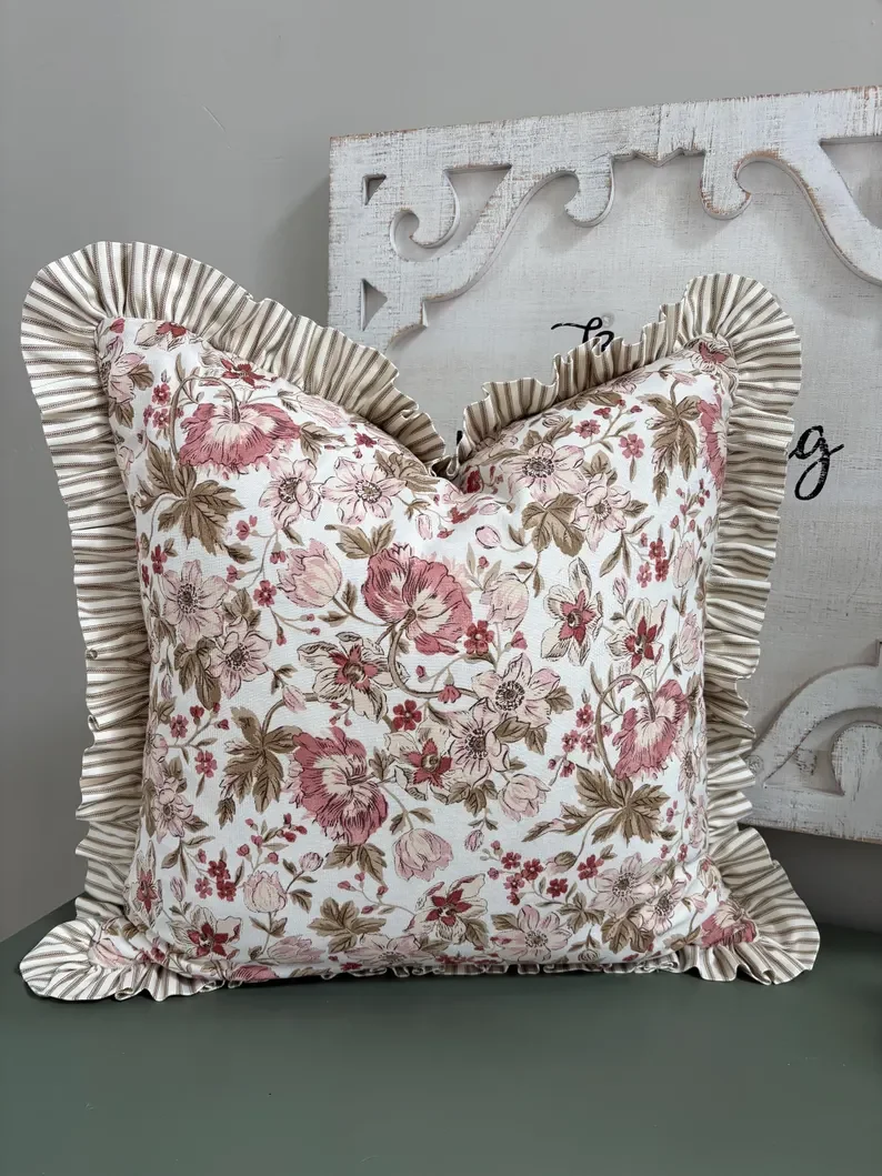 Poppy Ruffle Pillow Cover