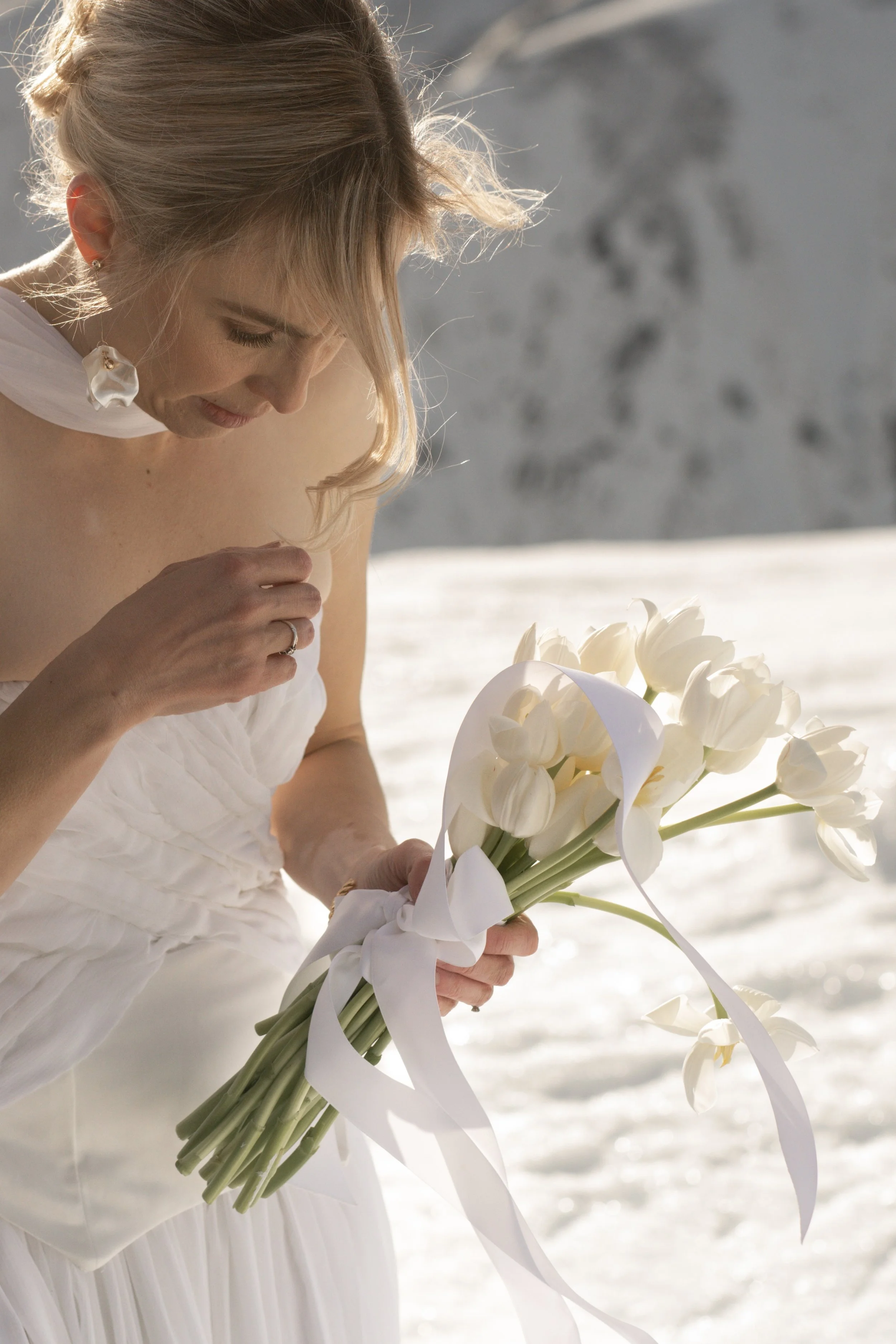 White tulip wedding bouquet