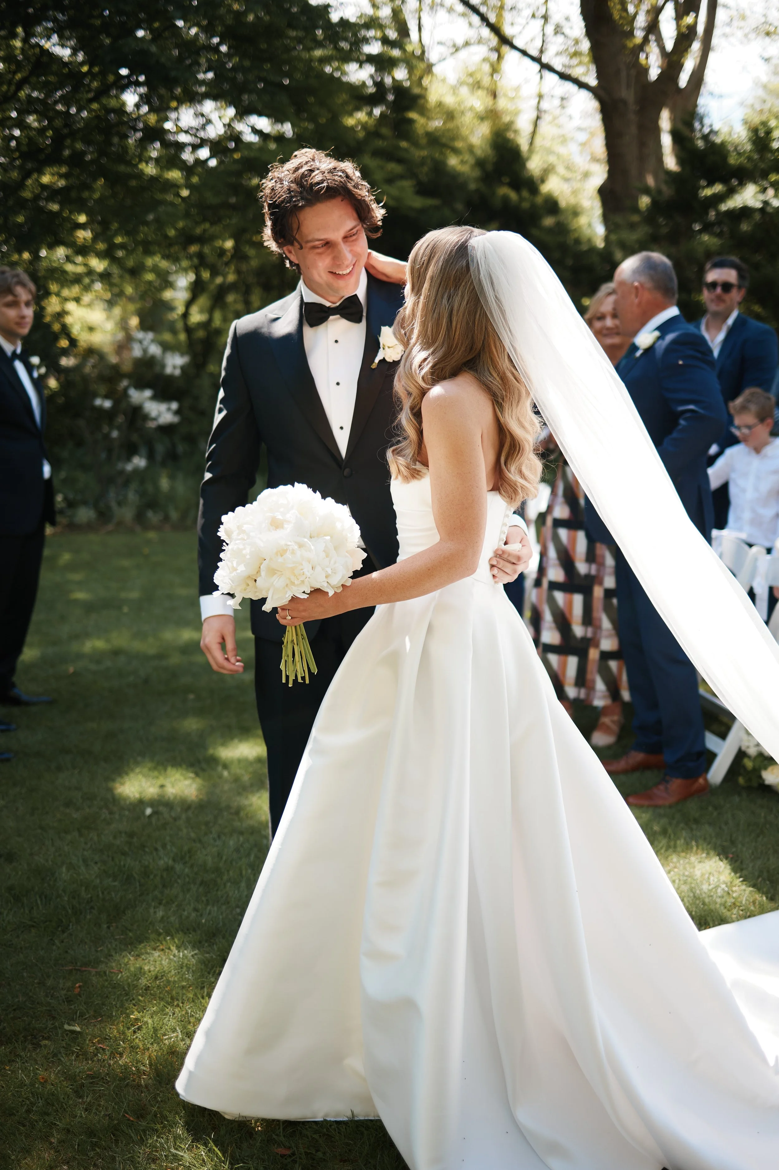 White peony wedding bouquet