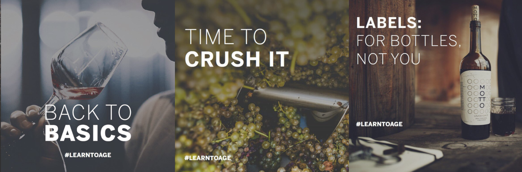 For this project I jumped into the mind of the millennial man (not scary at all!) to write catchy copy that educated younger wine enthusiasts about basic wine appreciation and vocabulary. Take a look at Motto's 'Learn to Age' campaign.