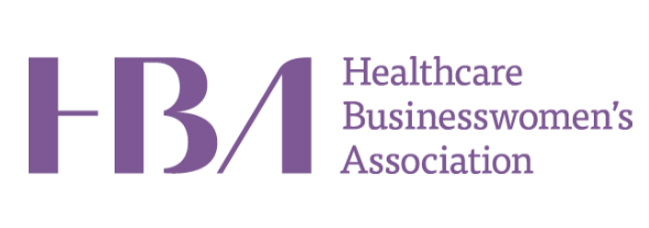 Logo van Healthcare Businesswomen's Association met de tekst 'HBA' en de volledige naam ernaast.