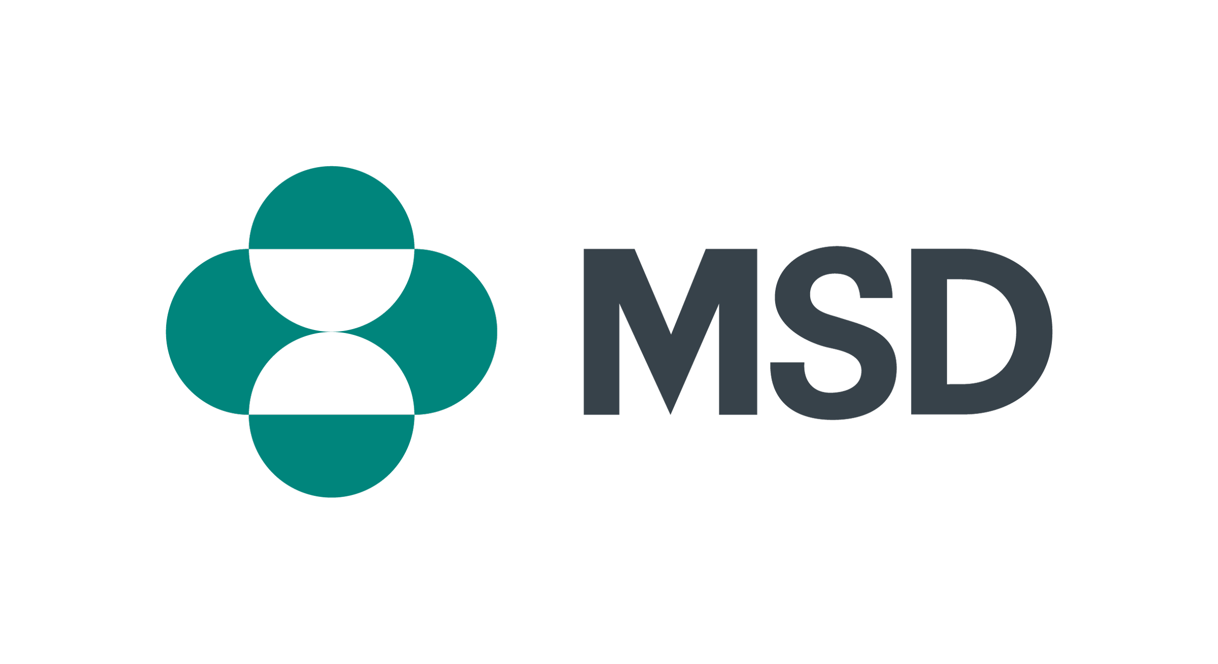 MSD logo met grafische cirkelvormige elementen en tekst 'MSD' op een zwarte achtergrond.