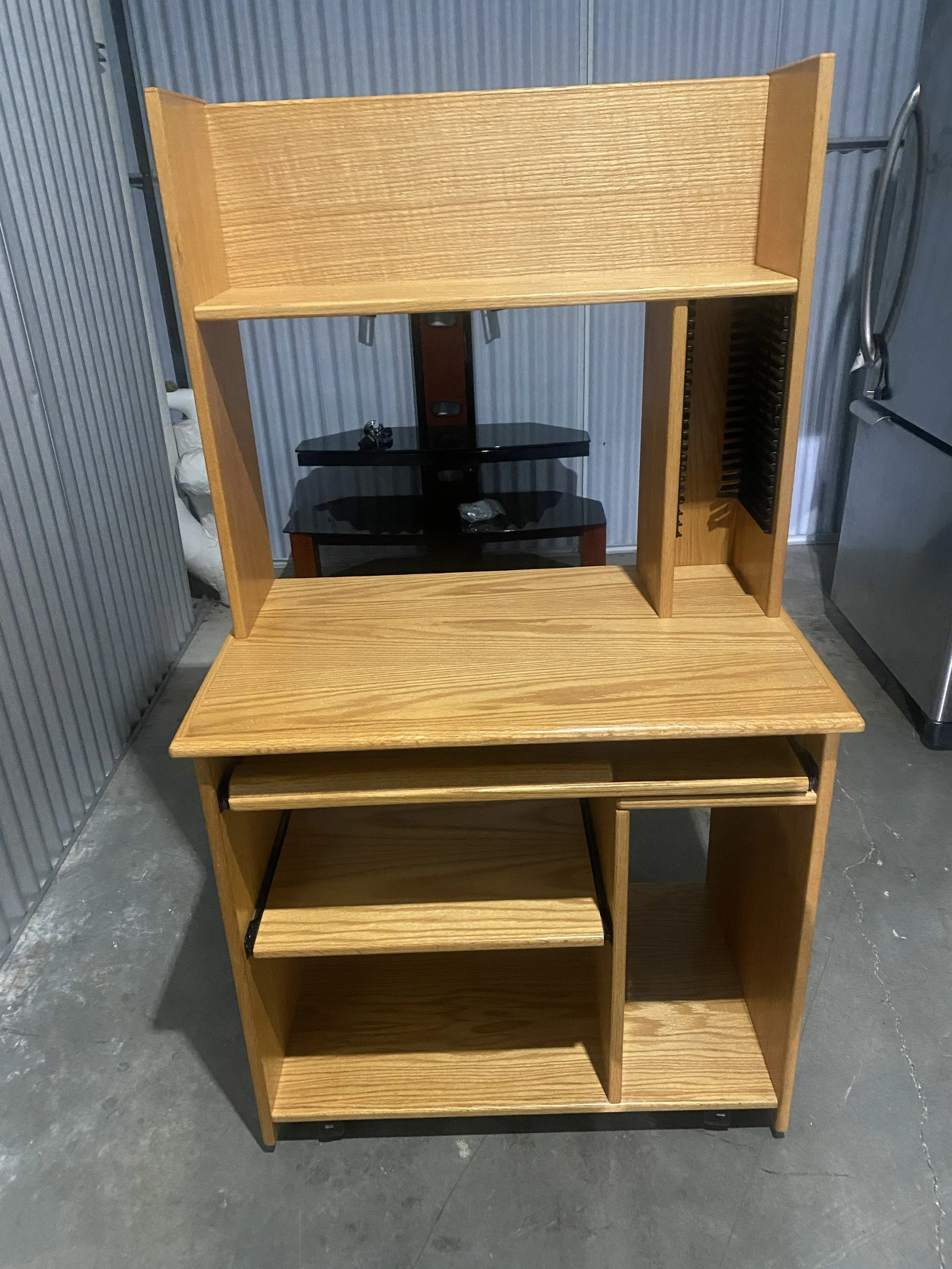 Compact Wooden Office Desk with Shelving