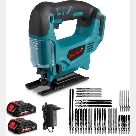 Cordless Jigsaw Kit with Rechargeable Batteries and Multi-Material Blades