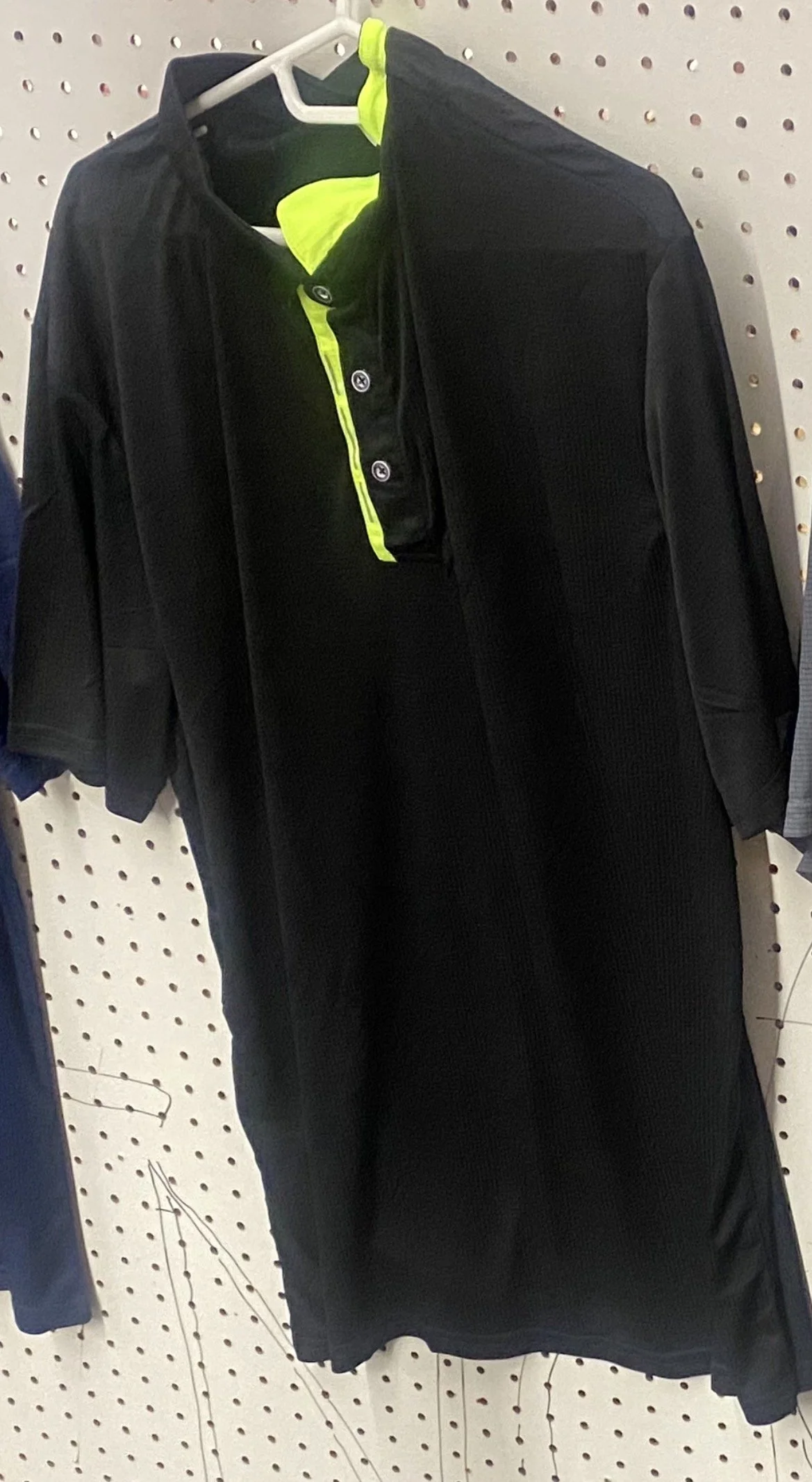Men's Black Polo Shirt with Neon Accent