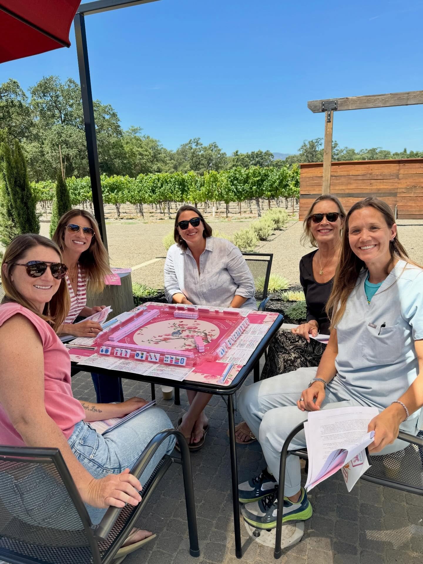 What a fun afternoon learning Mahjong outside in the vineyards! (William Perry Winery, St Helena) #mahjong