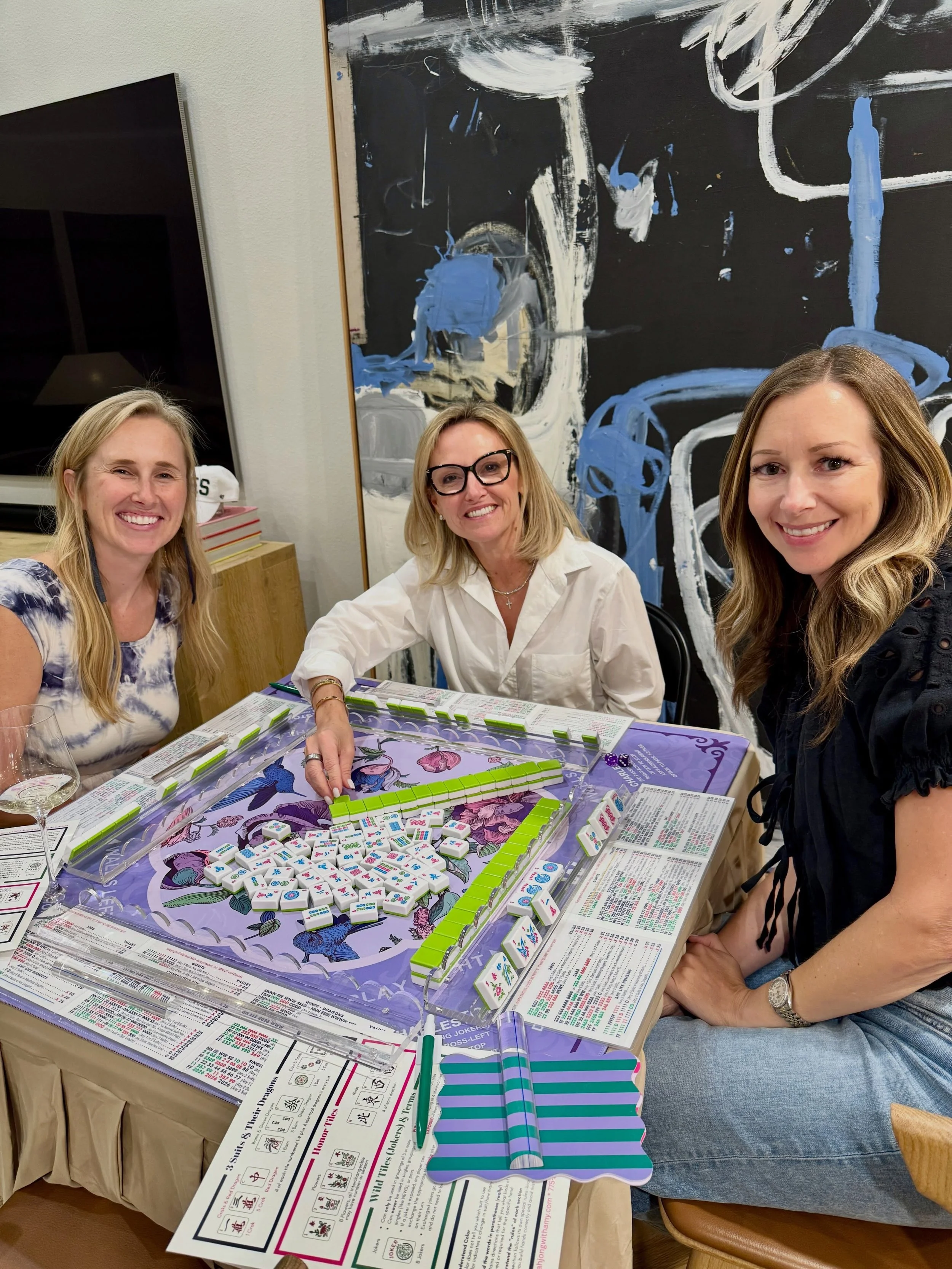MAHJONG 101 lessons with friends are so much fun!!! 🀄️ Send me a message to schedule a lesson or check the events tab of my website (link in bio) for upcoming events! #mahjong 🀄️❤️