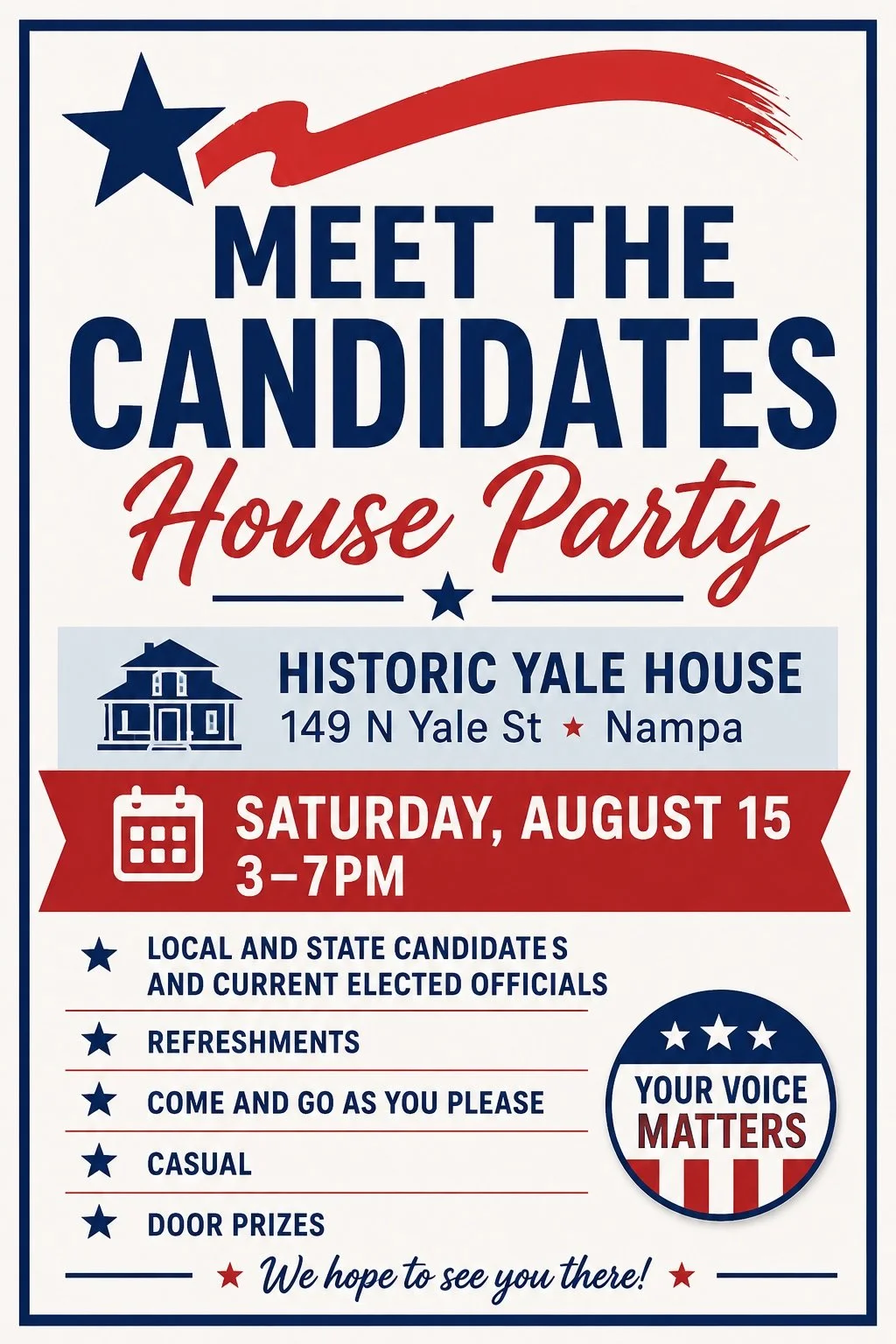 Nampa, ID 8/15 - Meet the Candidates House Party