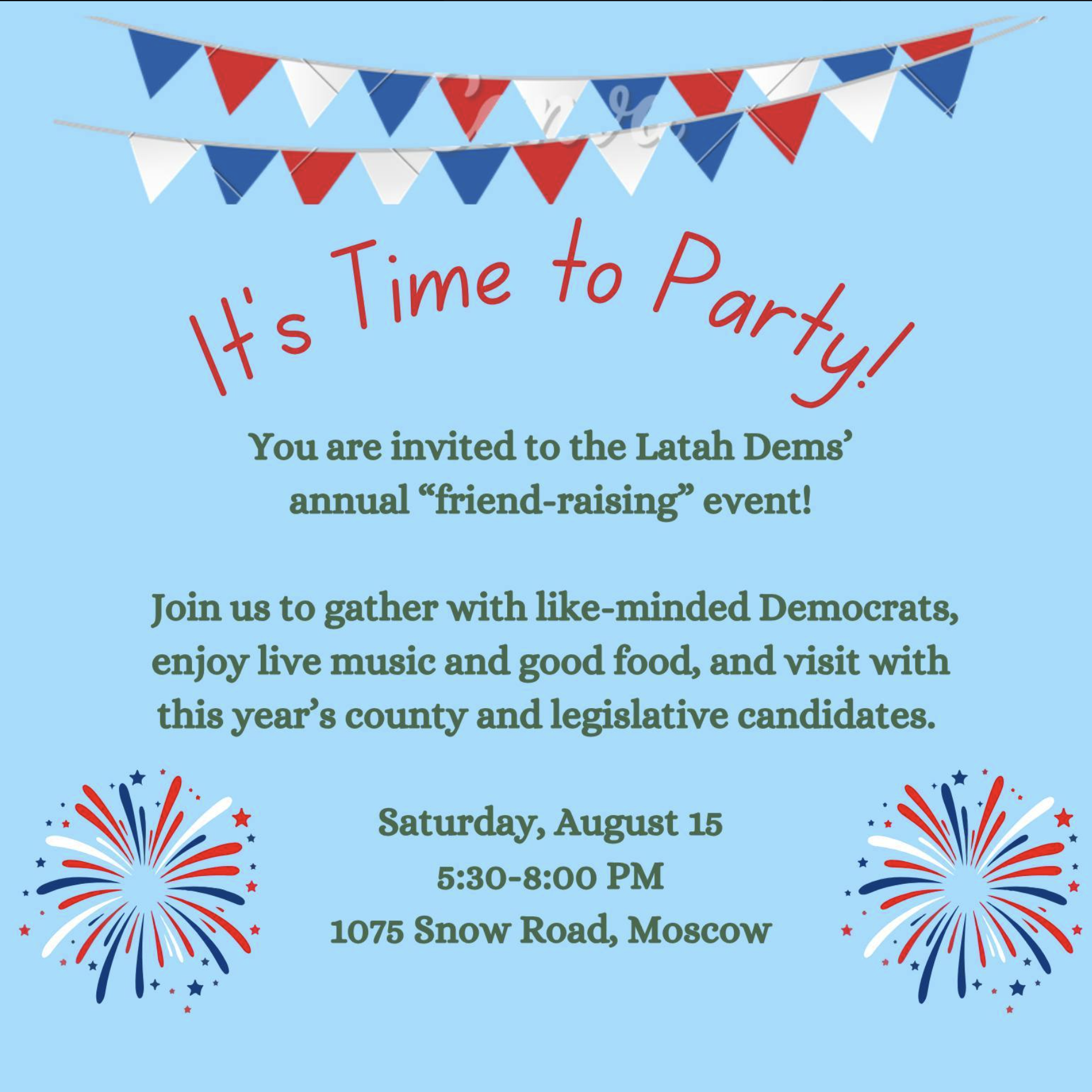 Moscow, ID 8/15 - Latah Democrats Annual ‘Friend-raising’