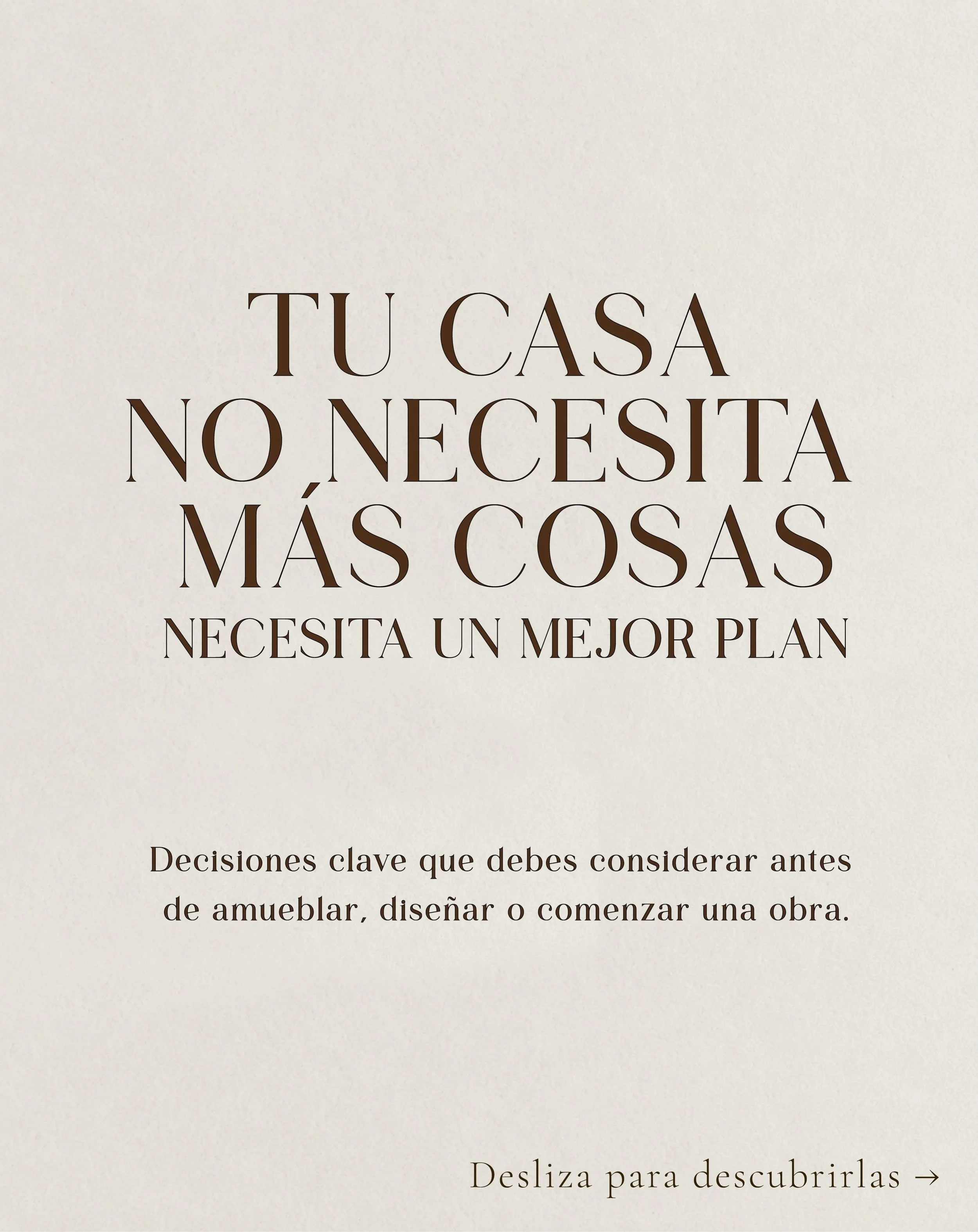 Tu casa no necesita m&aacute;s cosas, necesita un mejor plan 📐✨

Un buen proyecto comienza mucho antes de elegir muebles o iniciar una obra. Cada decisi&oacute;n define c&oacute;mo se ver&aacute; y se vivir&aacute; el espacio.

La distribuci&oacute;