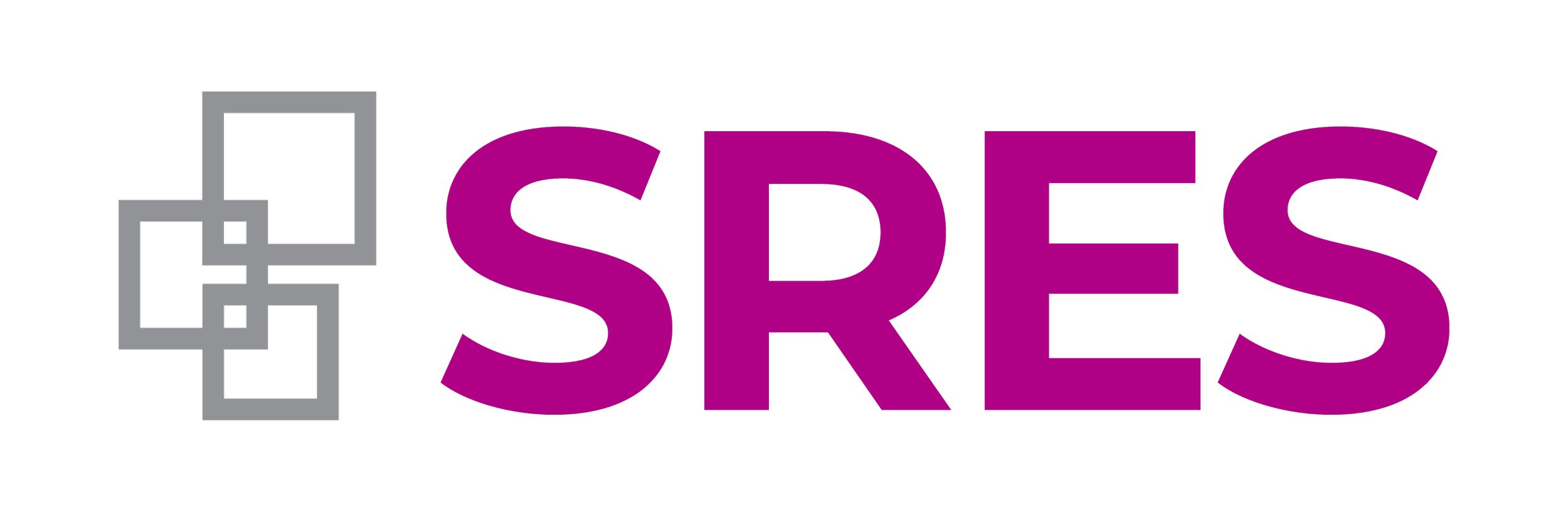 Logo with interconnected squares and the text 'SRES' in purple.