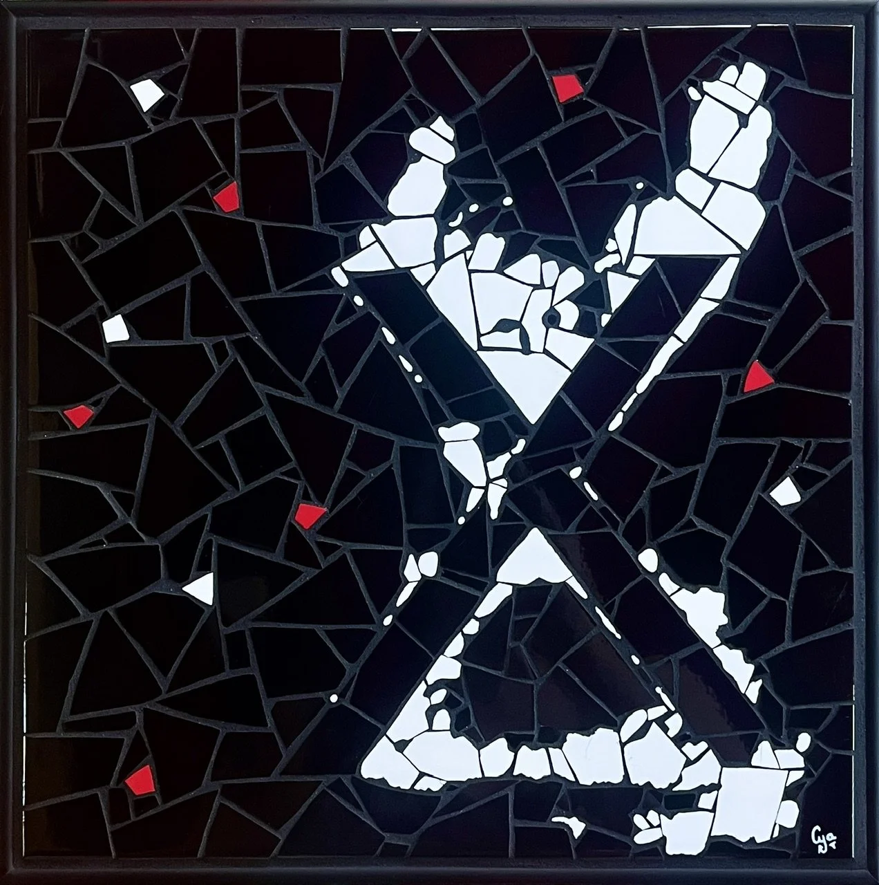 X Los Angeles. Ceramic tiles on foam board. 13"x13". 2026