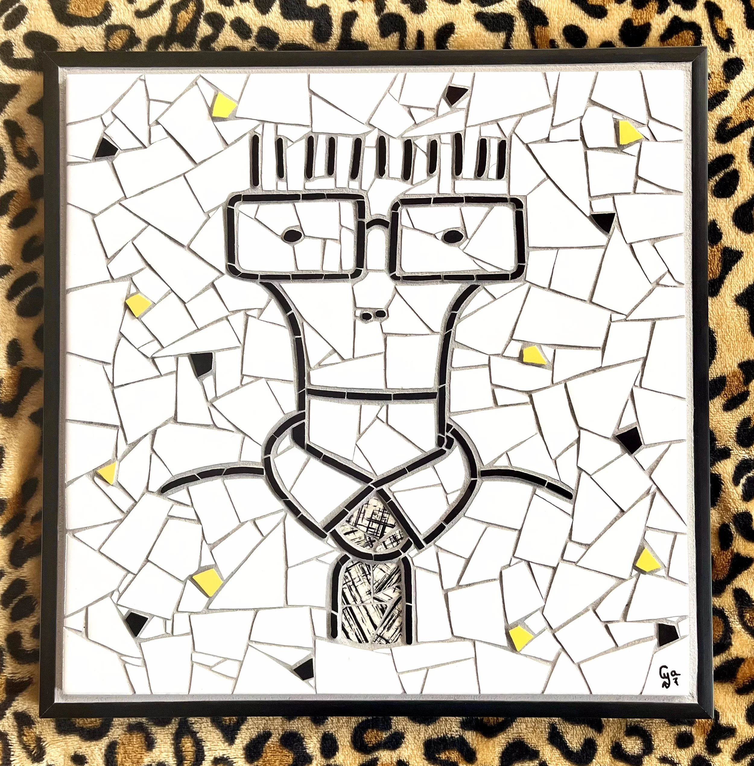 Descendents. Ceramic tiles on glass. 13"x13". 2025