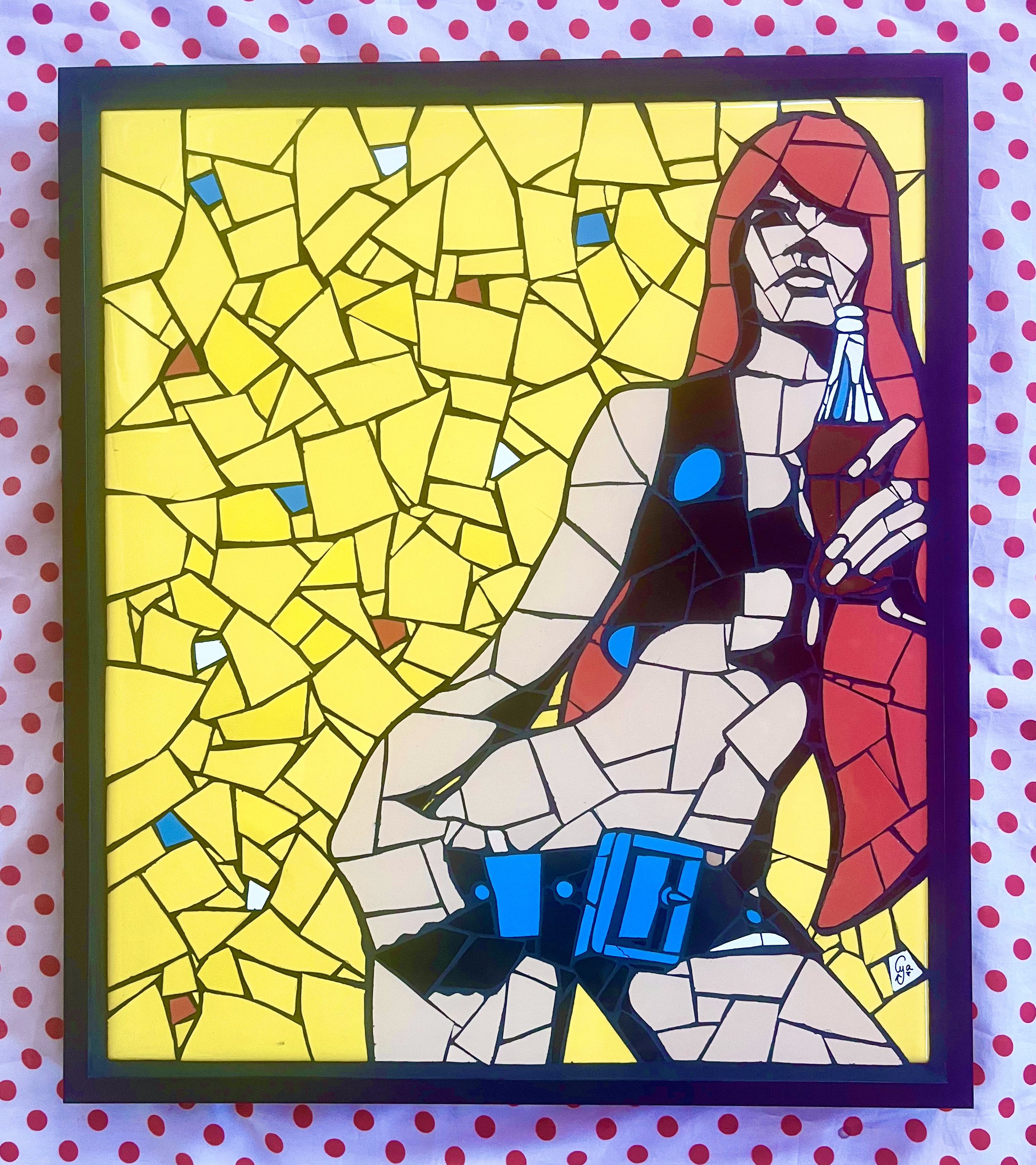 Françoise Hardy. Tiles on foam board. 16.25"x14.25". 2024