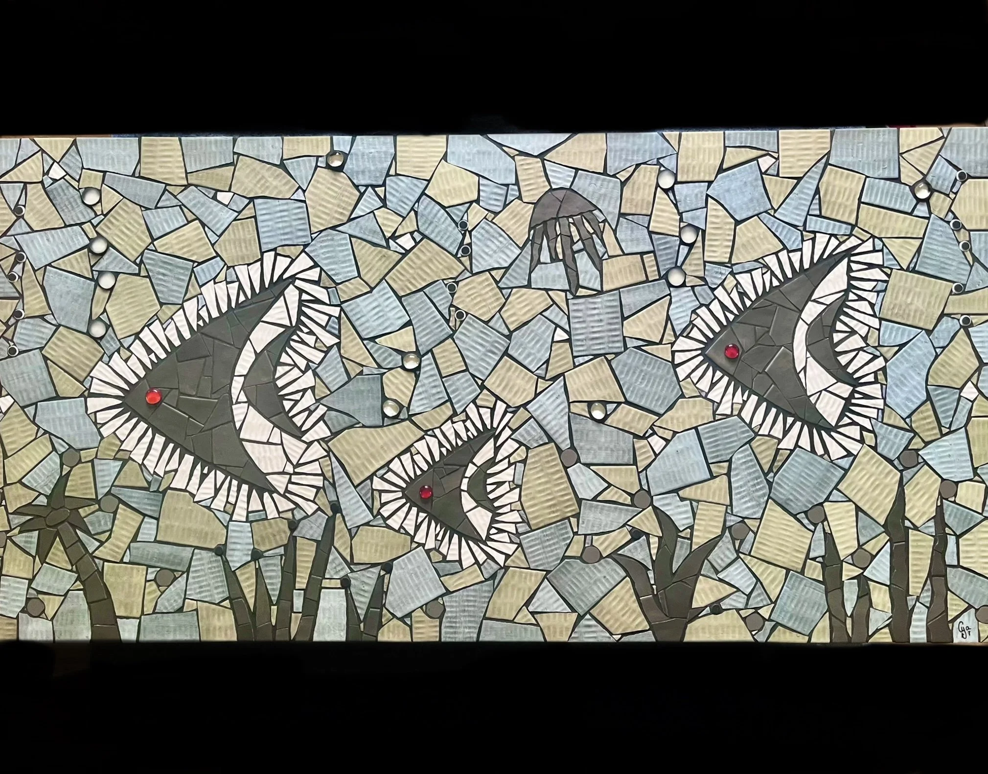 Large mural. Porcelain tiles on MDF. 48"x24". 2025