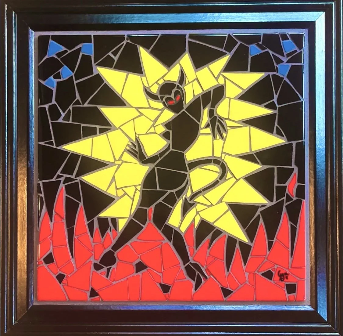 Fille de l'enfer. Ceramic tiles on foam board. 12"x12". 2025